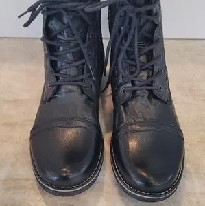 NIB, Steve Madden Maklemore Black Boots Sz 12 D RIGGS Black Leather Square-Toe Women main image 4